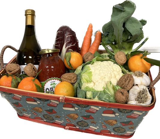 Cesta natalizia frutta verdura e trasformati